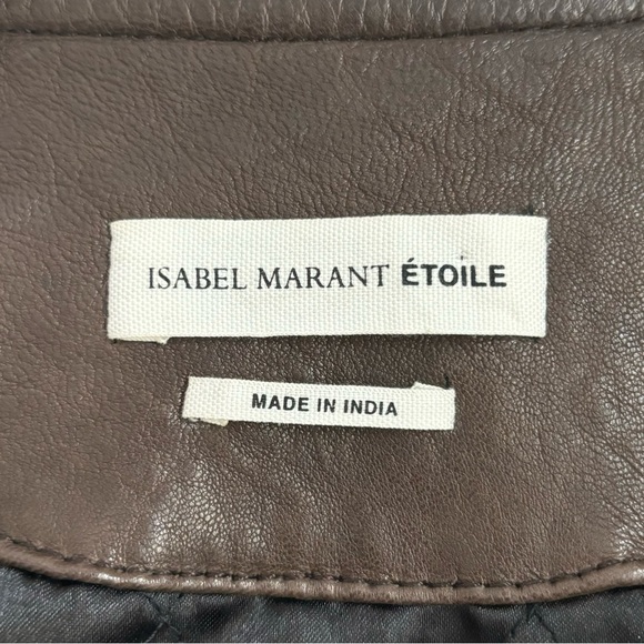 Isabel Marant Etoile Brown Bradi Biker Leather Jacket Size 40 / 8 US - Picture 4 of 10